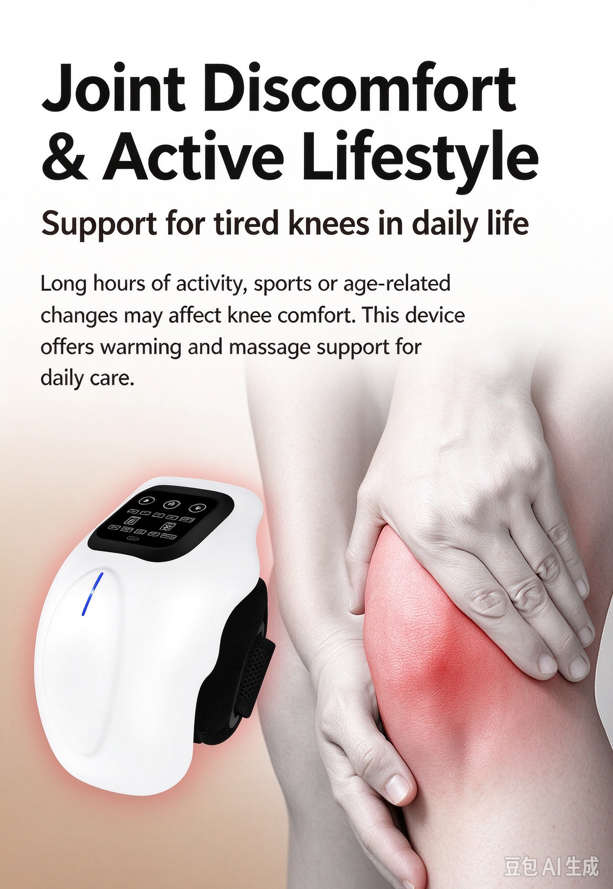 Knee Massager with Heat and Vibration, Infrared Laser Therapy Knee Massager Machine, 4 Levels Heating Wireless Knee Joint Massager for Knee Pain Relief