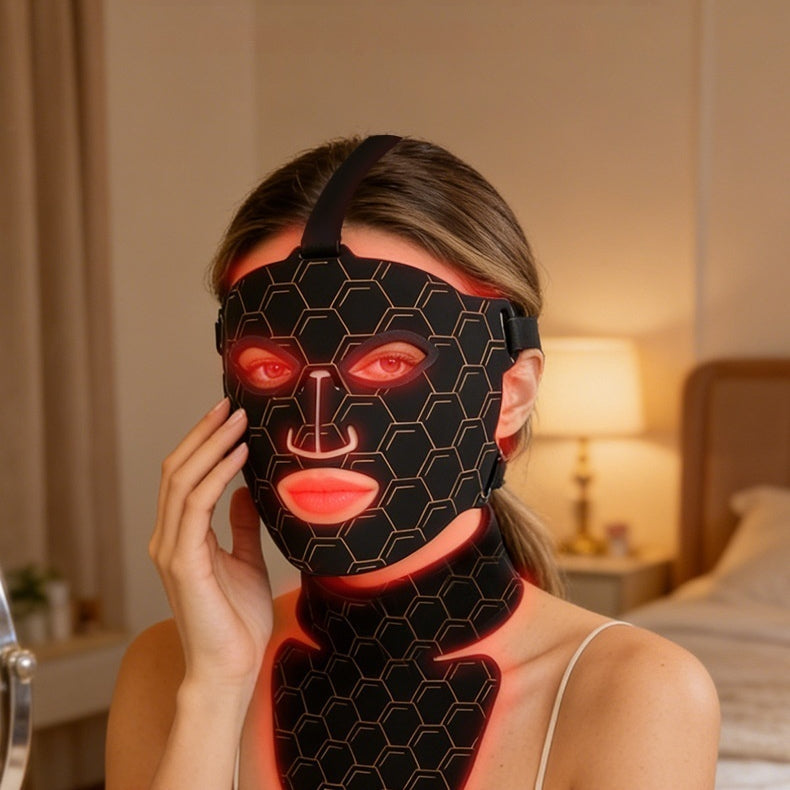 7-Color Silicone LED Facial & Neck Light Therapy Mask front view