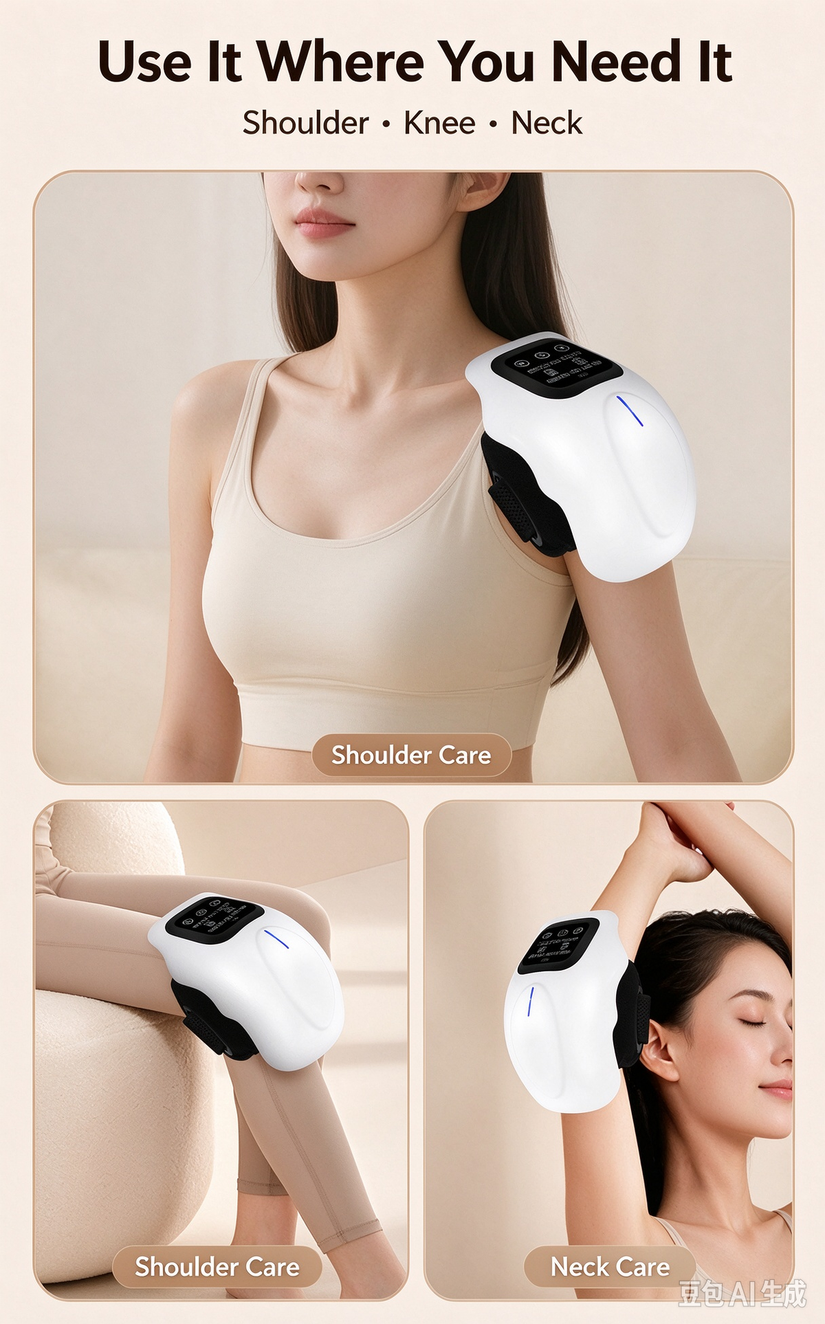 Knee Massager with Heat and Vibration, Infrared Laser Therapy Knee Massager Machine, 4 Levels Heating Wireless Knee Joint Massager for Knee Pain Relief