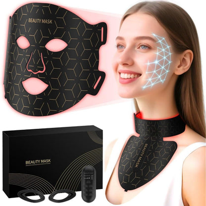 7-Color Silicone LED Facial & Neck Light Therapy Mask neck coverage