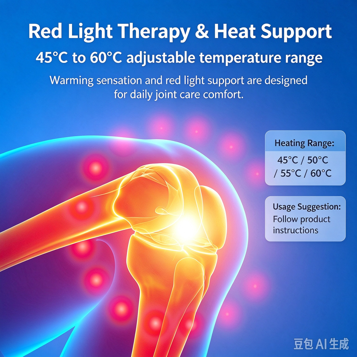 Knee Massager with Heat and Vibration, Infrared Laser Therapy Knee Massager Machine, 4 Levels Heating Wireless Knee Joint Massager for Knee Pain Relief