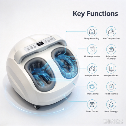 Foot Massager Machine with Deep Kneading, Air Compression and Heat Therapy
