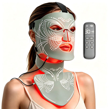 7-Color Silicone LED Facial & Neck Light Therapy Mask neck coverage