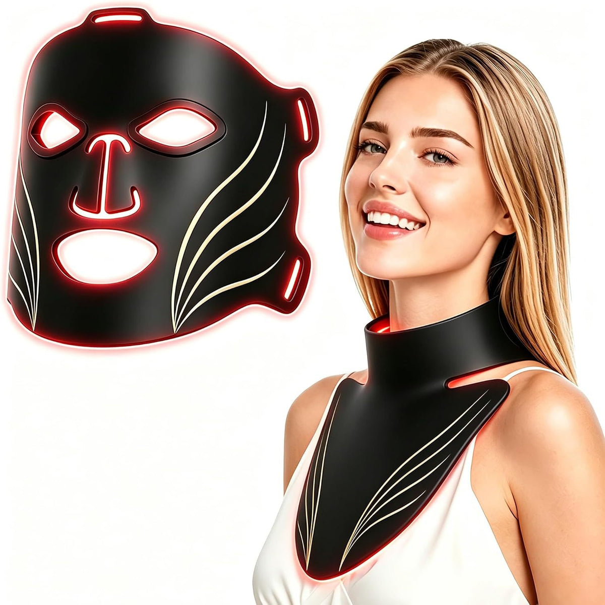 7-Color Silicone LED Facial & Neck Light Therapy Mask facial coverage