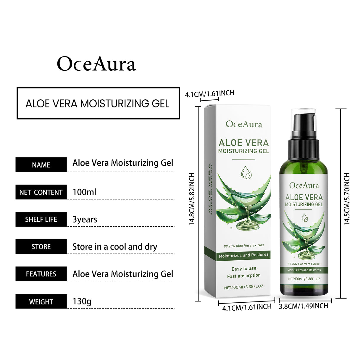 Hydrating Aloe Vera Conductive Gel 100ml product presentation