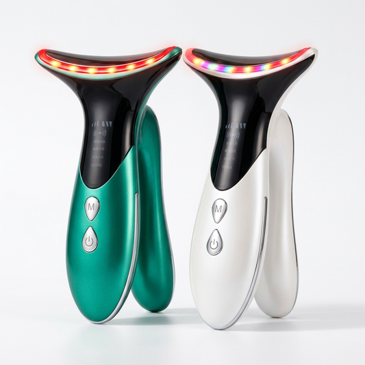 Medsik Sonic Neck Beauty Device featuring Emerald Green and Pearl White Models